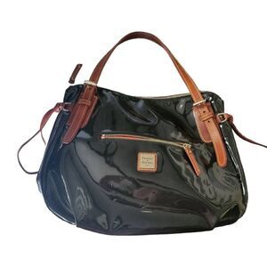 Dooney & Bourke Nina Patent Leather Black Shoulder Bag Purse Hobo